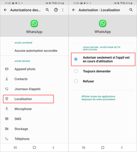 Activer Localisation Whatsapp Android