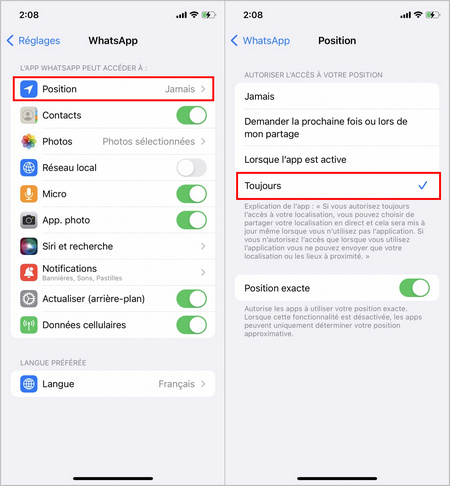 Activer Localisation Whatsapp IPhone
