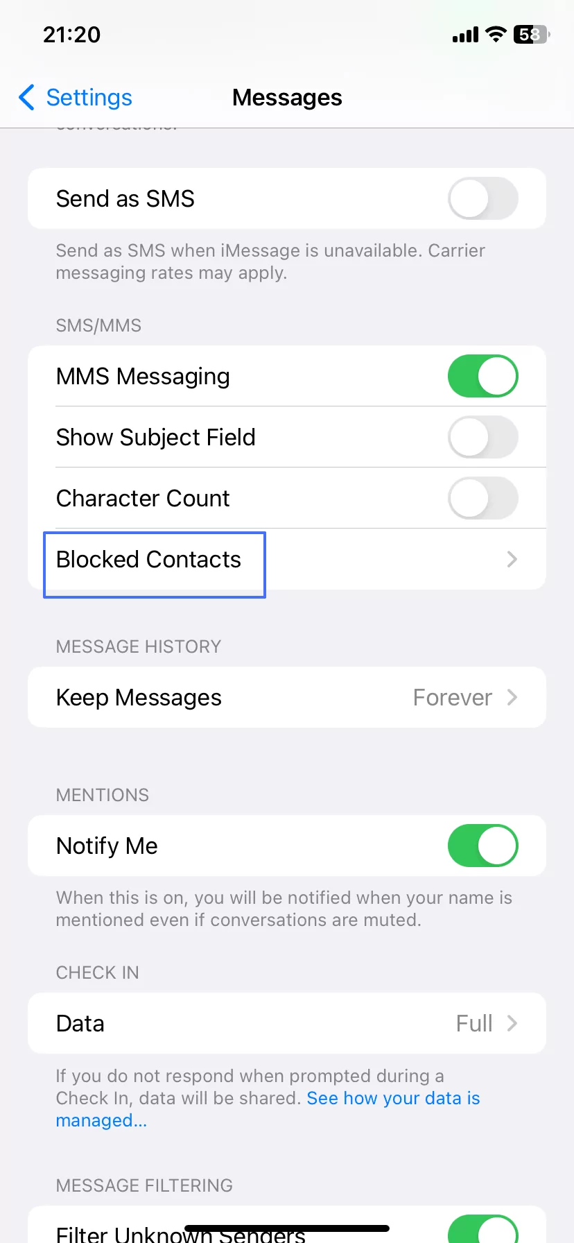 Blocked Contacts