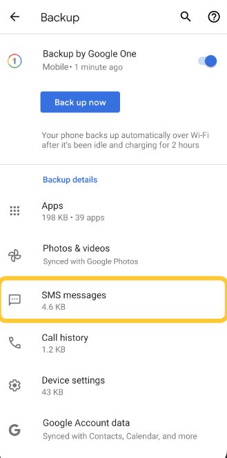 verificare se i messaggi sono stati sottoposti a backup