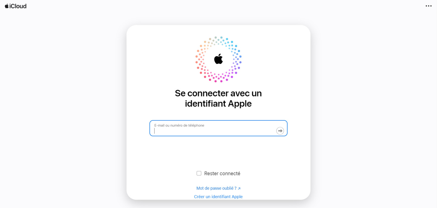 Connexion iCloud