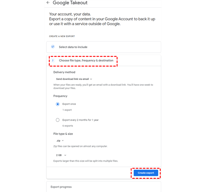 create report google takeout