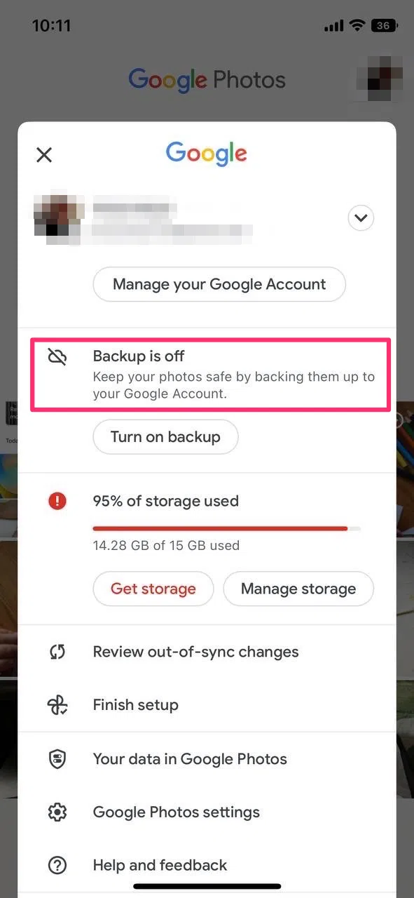 disable backup and sync