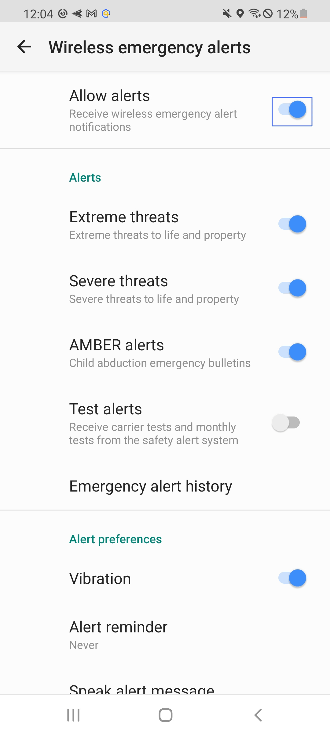 Activer les alertes d'urgence sans fil