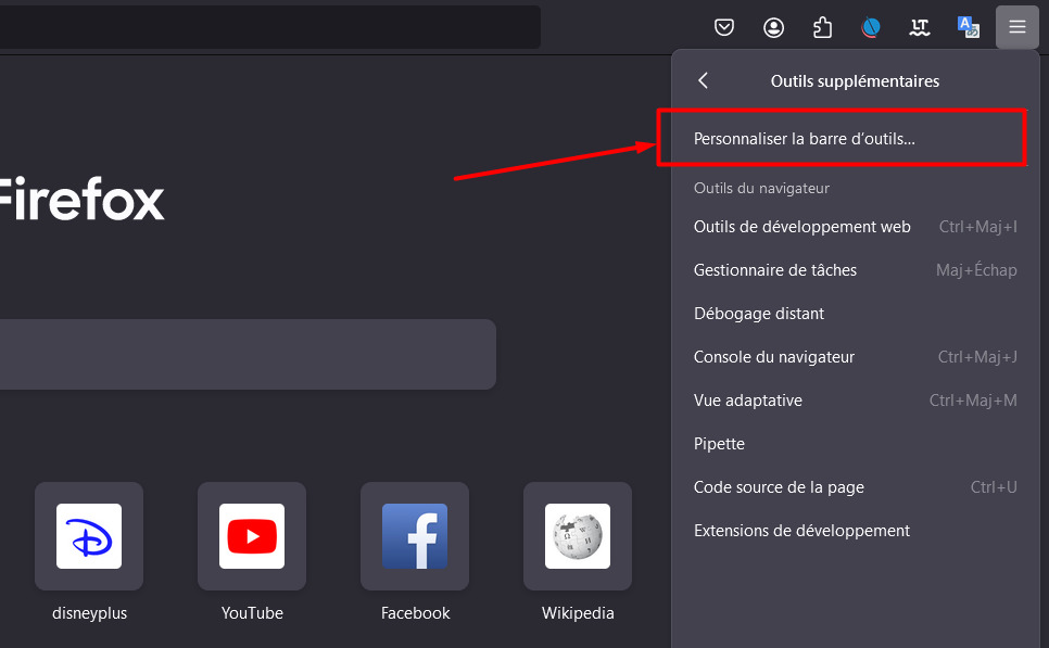 Firefox Personnaliser la barre d’outils