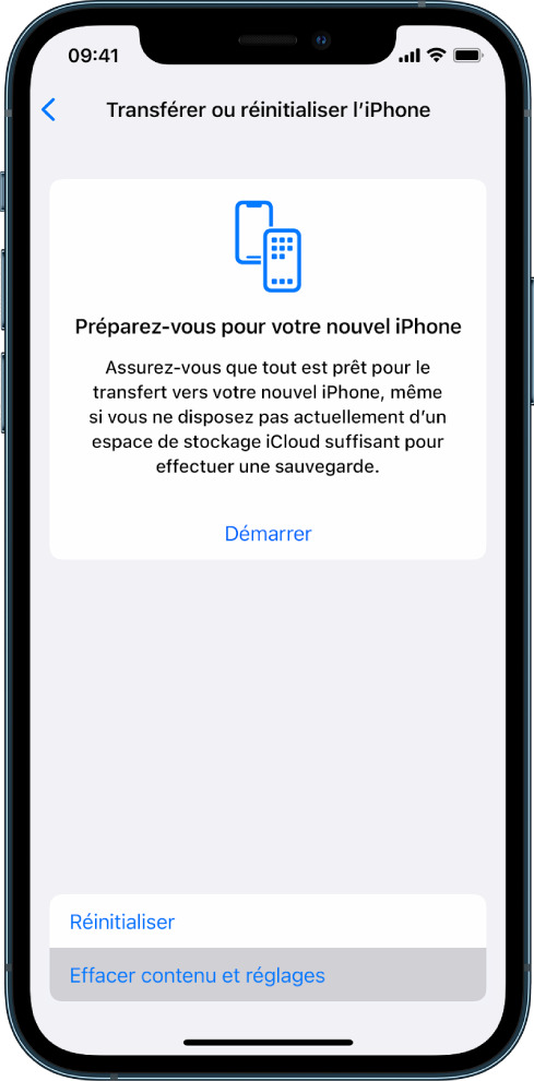 iPhone Effacer contenu et réglages