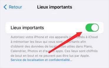 Désactiver les lieux importants iPhone