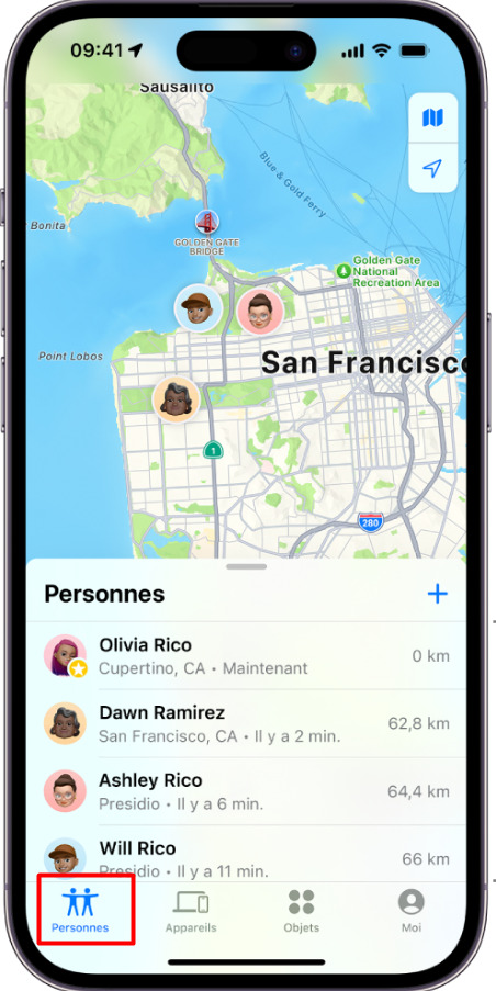 Voir la position de quelqu'un sur iPhone avec Localiser