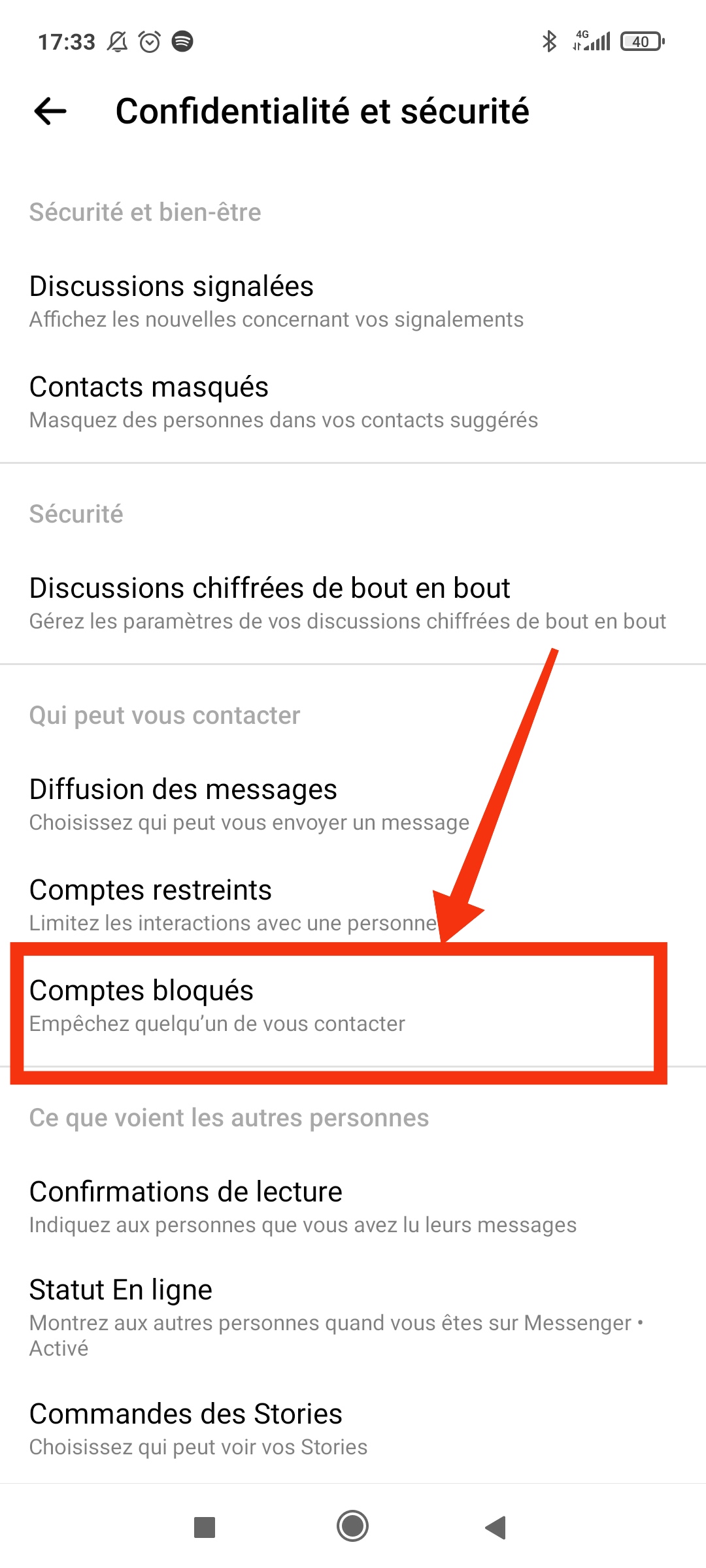 Comptes bloqués sur Messenger 