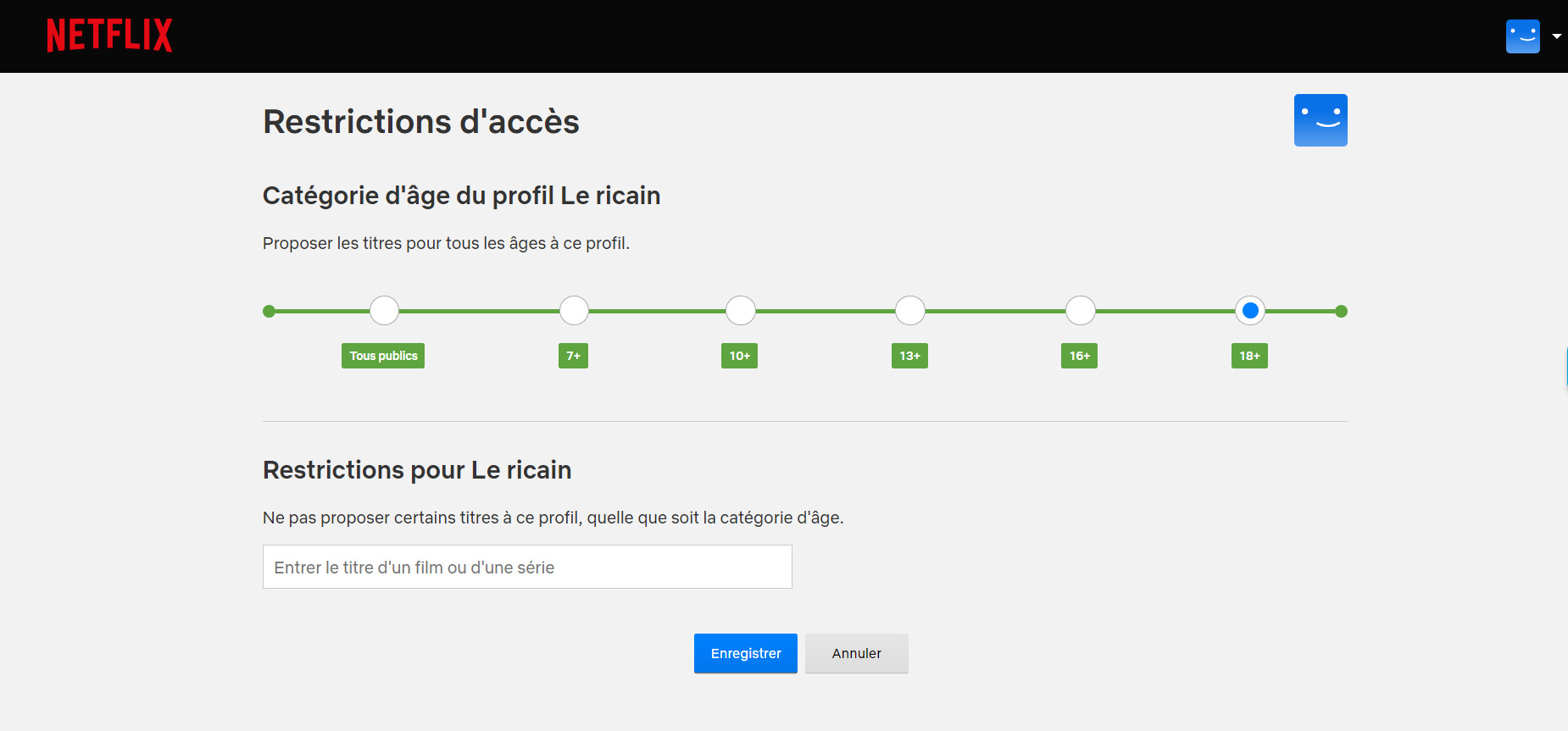 Choisir une catégorie d'âge sur Netflix
