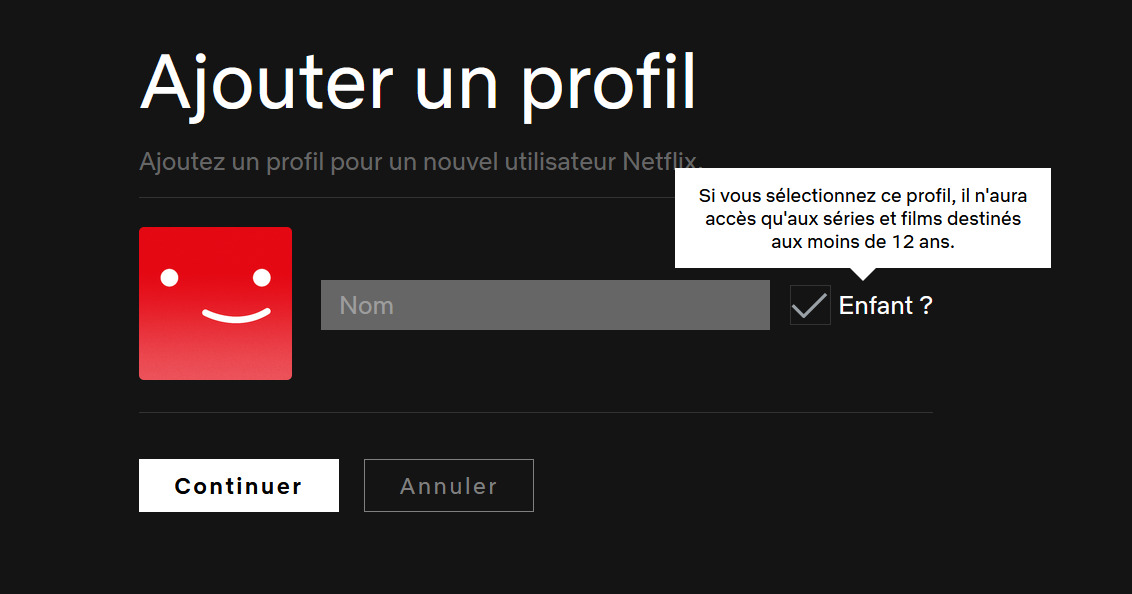 Créer un profil enfant sur Netflix 