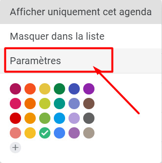 Paramètres calendrier Google Calendar