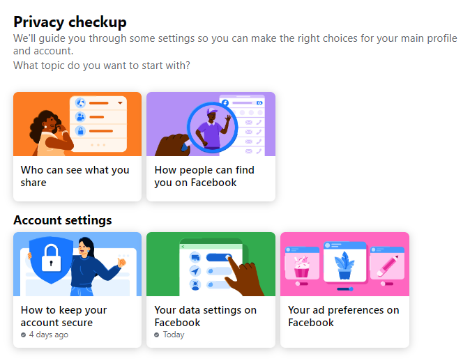 privacy checkup on Facebook