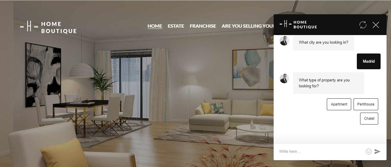 Home Boutique Using Real Estate Chatbot