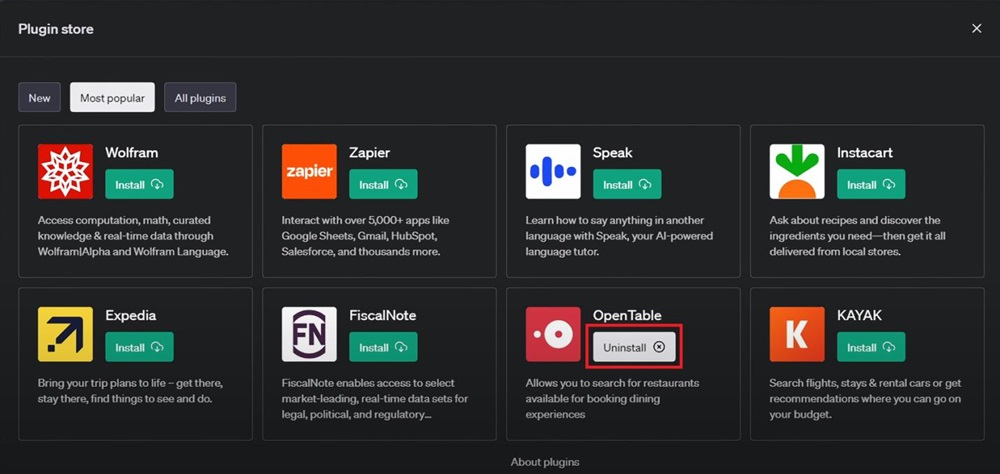 Unistall ChatGPT Plugin