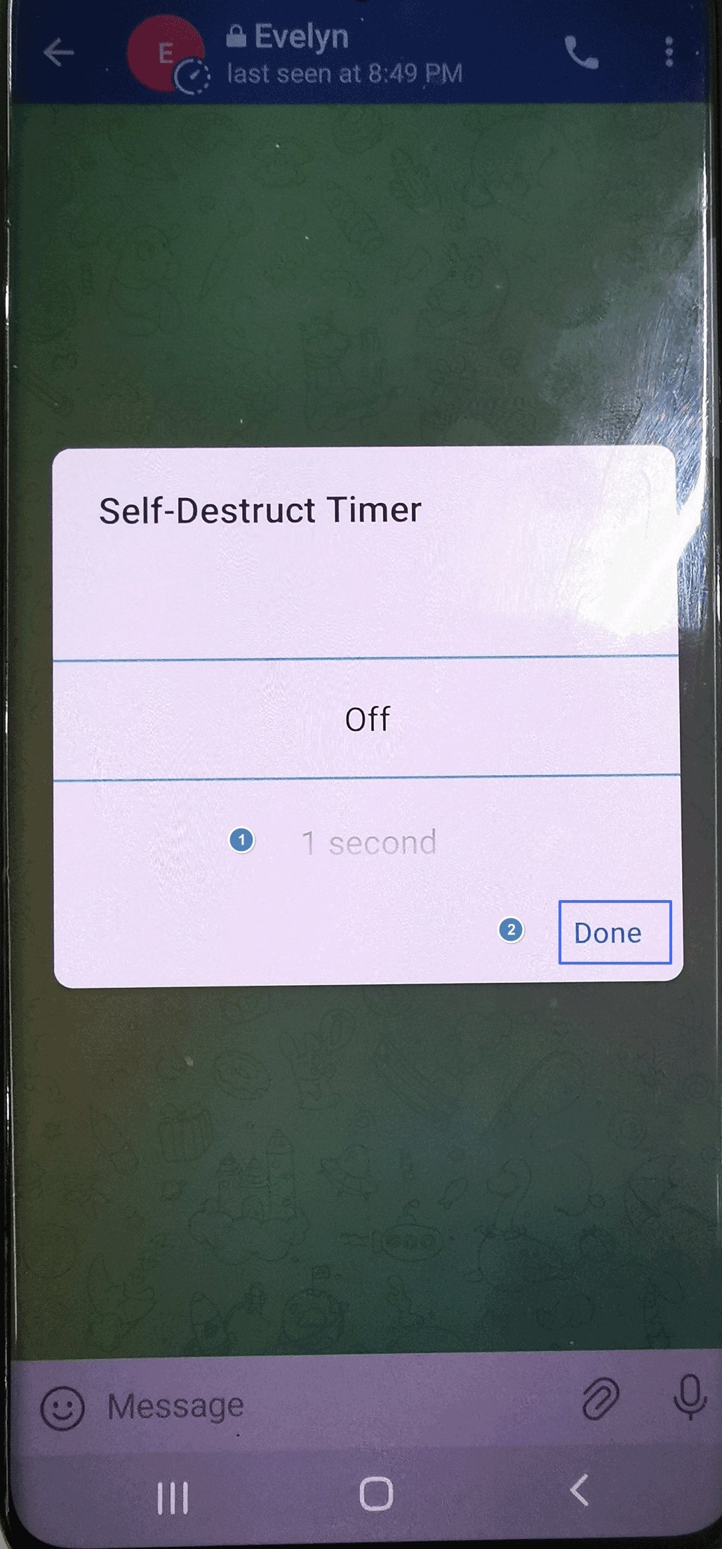 set self-destruct timer on Telegram