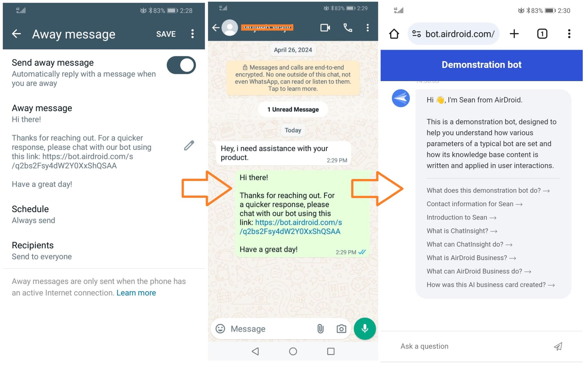 Set up auto reply in WhatsApp