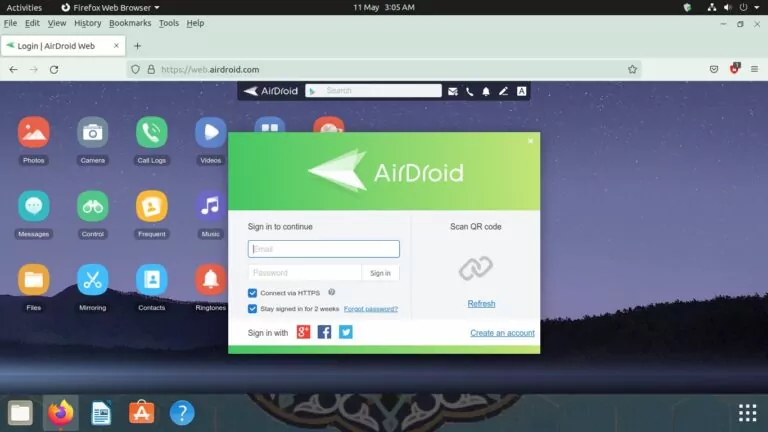 sign in to airdroid on linux