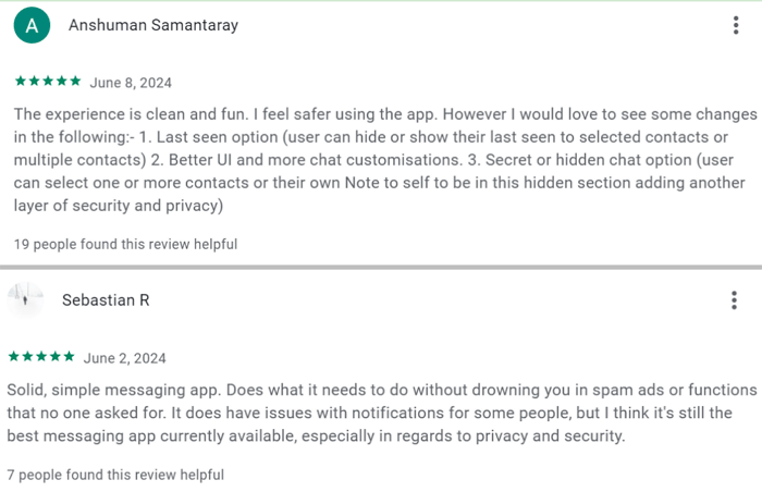 Signal user review