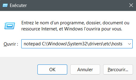 Ouvrir le fichier hôte sur Windows PC