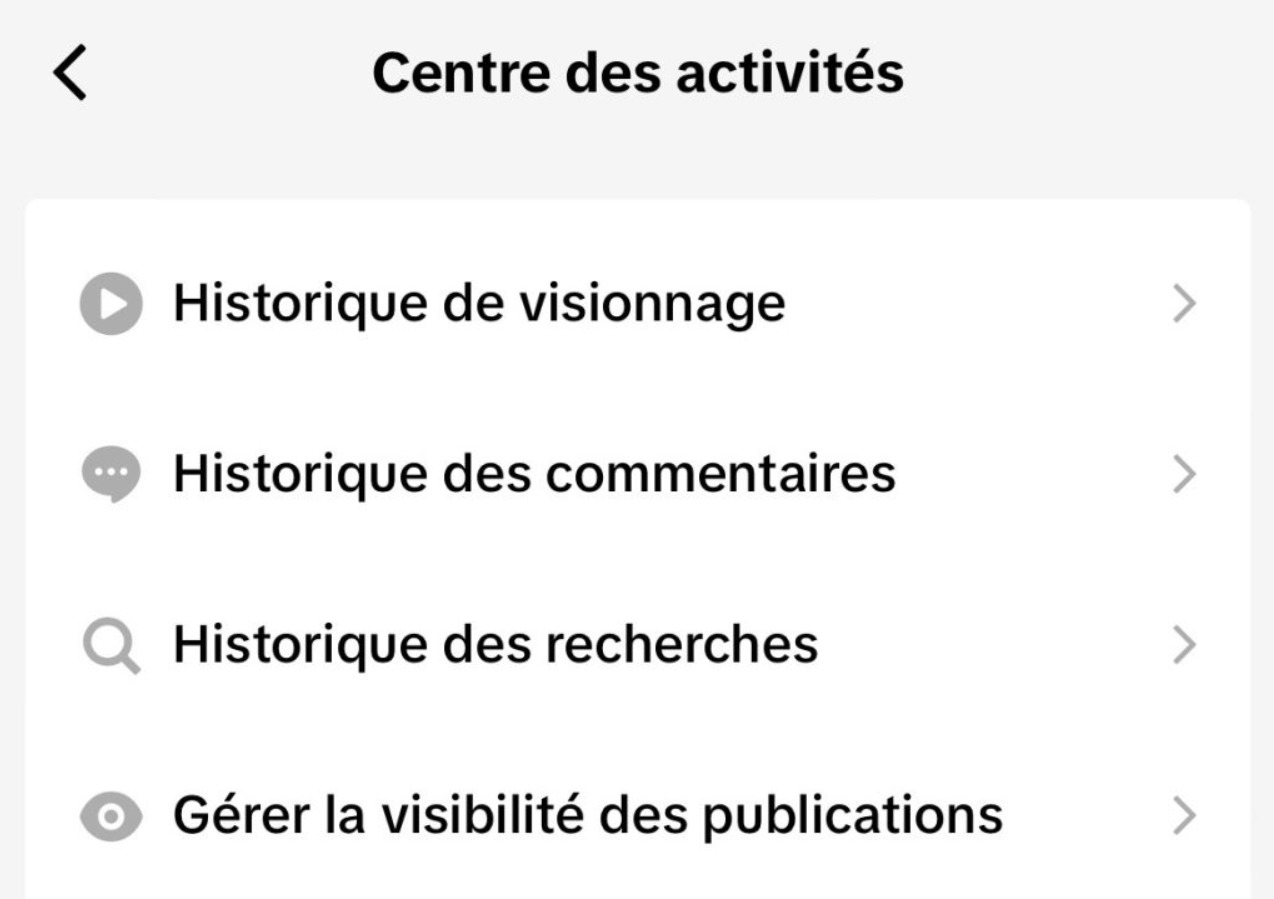 Voir l'historique de recherche sur TikTok 