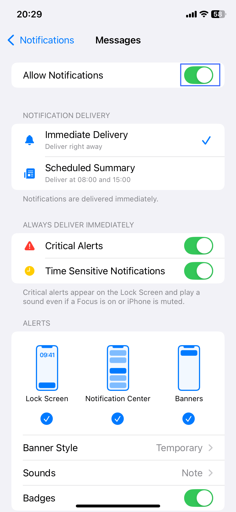 turn off iMessage notifications