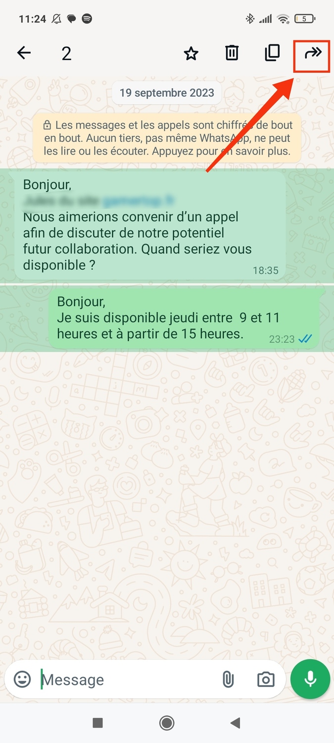 Transférer plusieurs messages sur WhatsApp