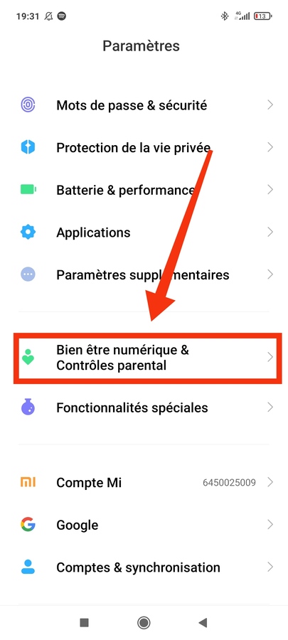 Xiaomi Bien être numérique