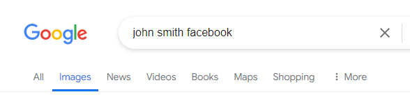Rechercher le compte Facebook dans Google Images.