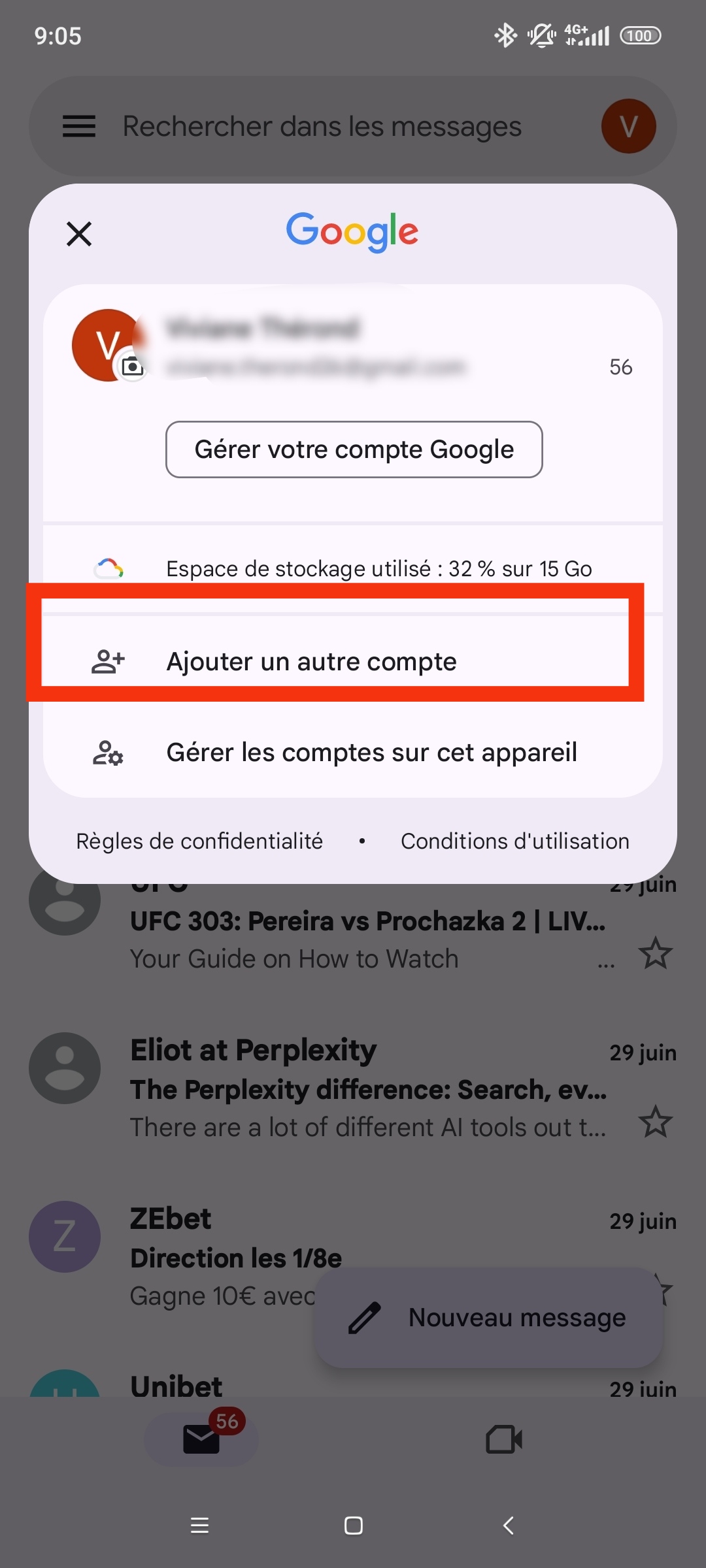 Ajouter un autre compte Google