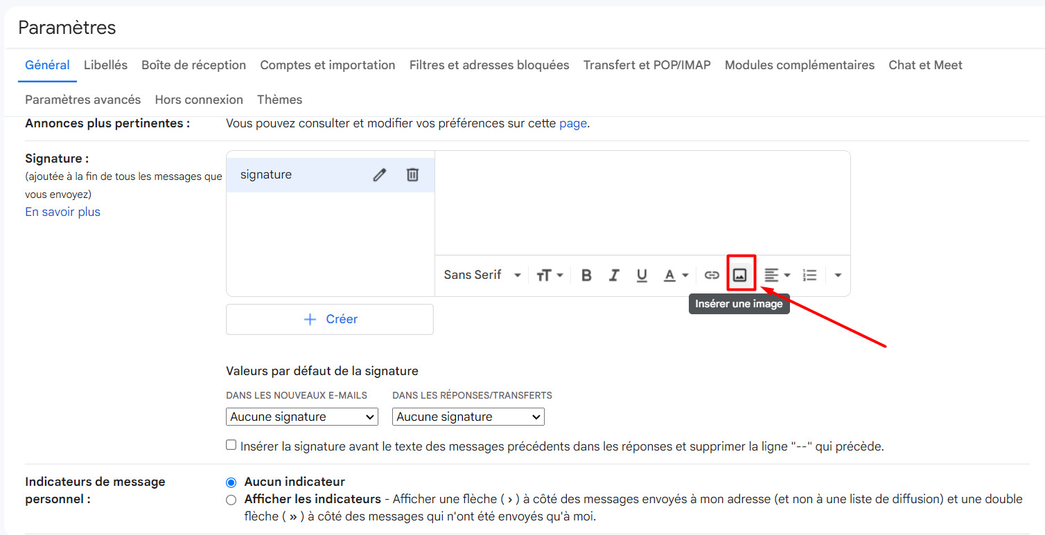 Créer une signature Gmail avec une image