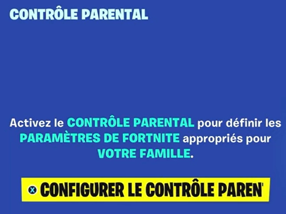 Configurer le contrôle parental Fortnite