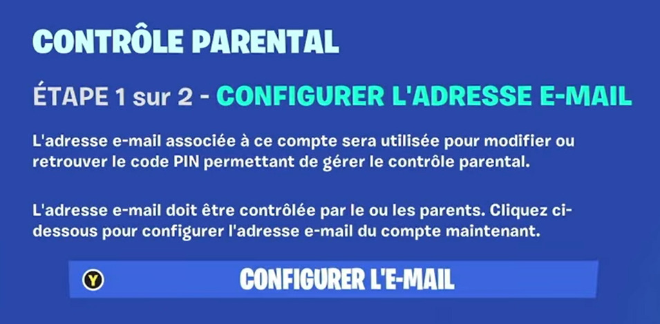 Configurez l’adresse mail Fortnite