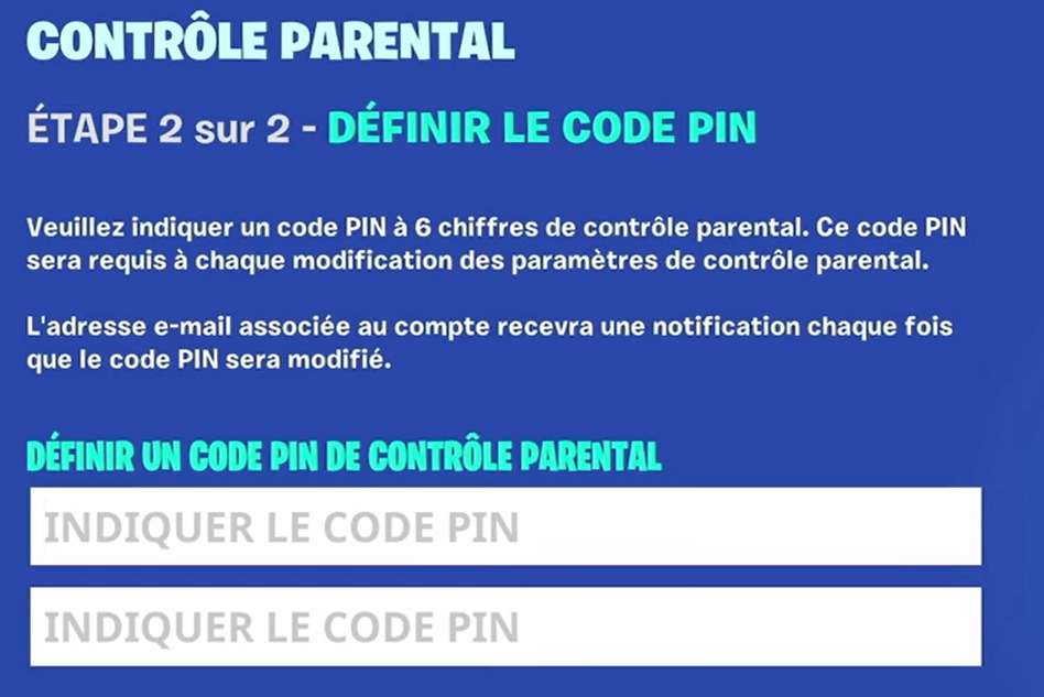 Définissez un code PIN Fortnite