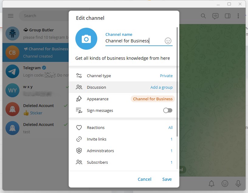 Edit your Telegram Channel info to increase subscirbers