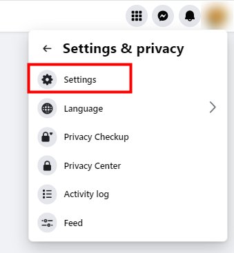 open Settings on Facebook website