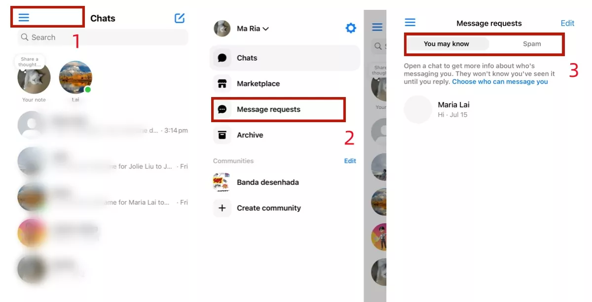 Facebook message requests on iOS