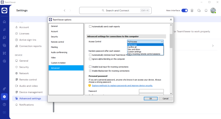 give full access TeamViewer