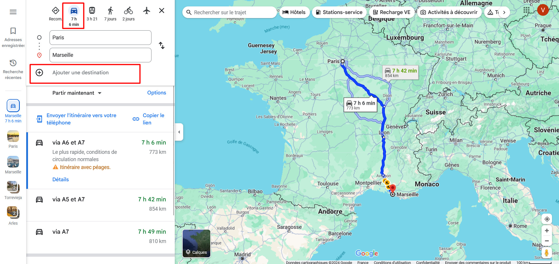 Google Maps ajouter une destination