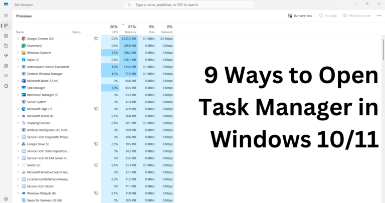 task manager shortcut keys