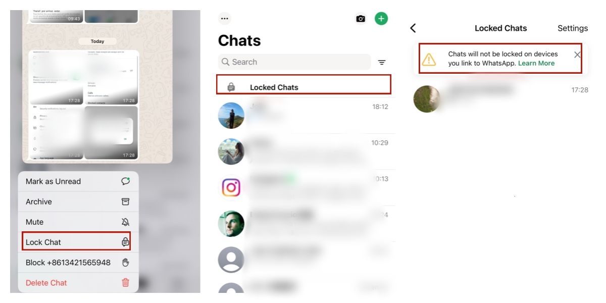 iOSのチャットをロックしてWhatsAppチャットを非表示にする