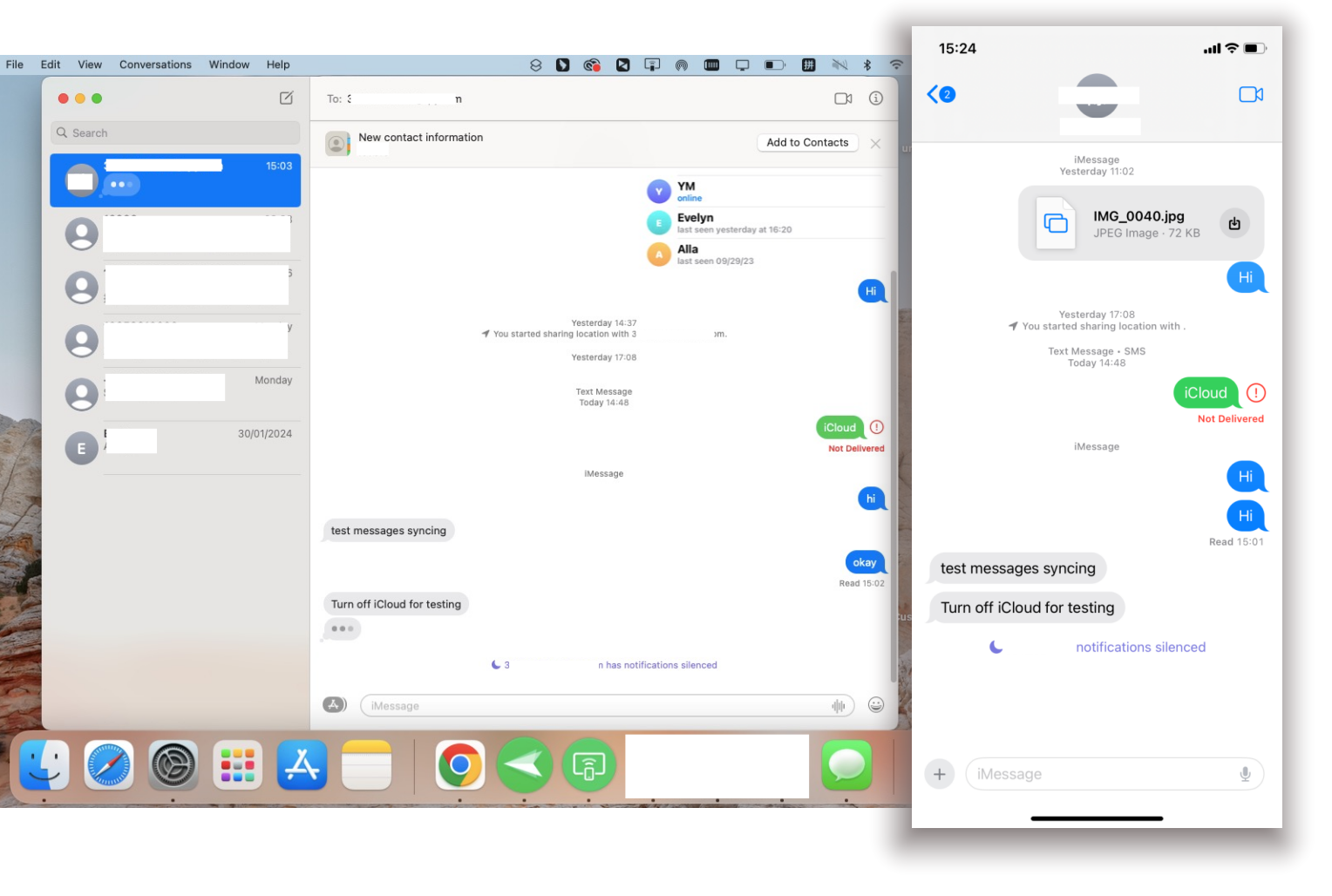 message syncing with iCloud