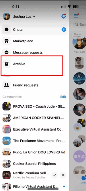 Archivierte Chats im Messenger überprüfen