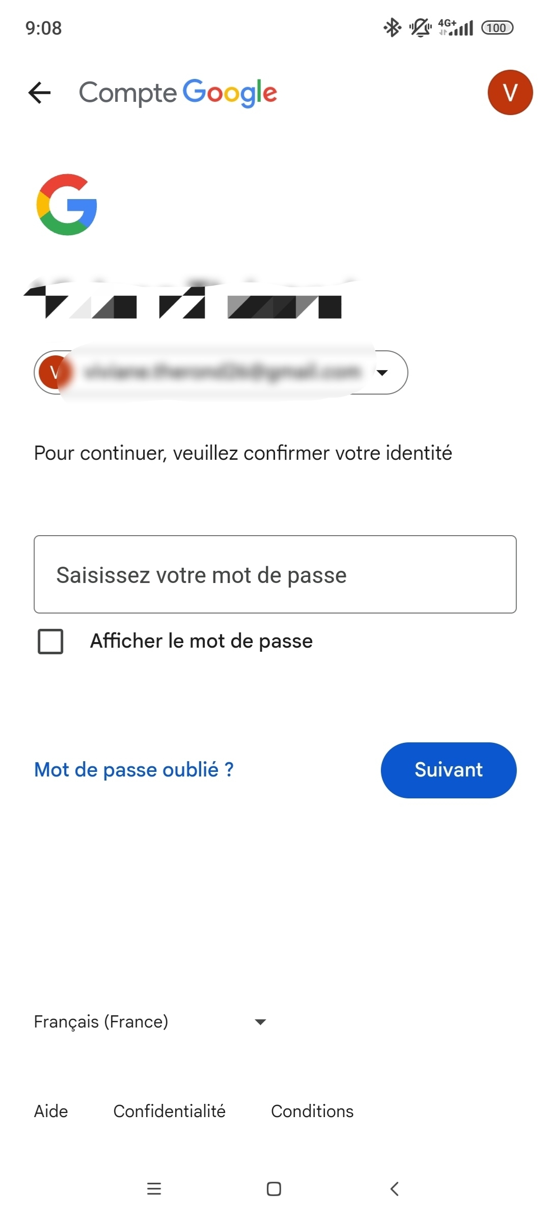 Valider mot de passe Gmail changé