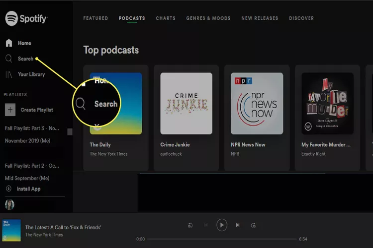 search for the podcast spotify
