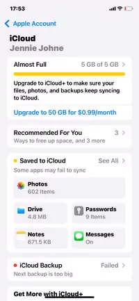 See the detailed informations of iCloud Backup