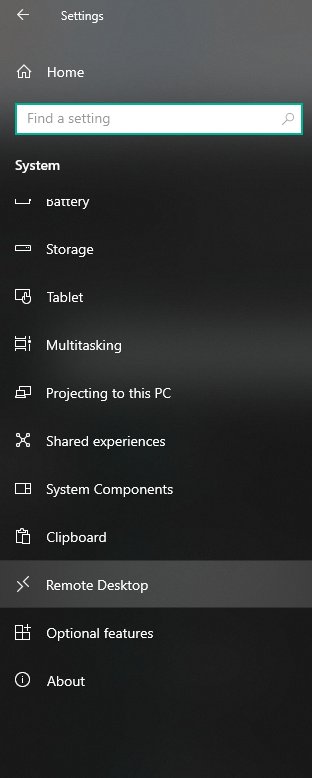 remote desktop settings