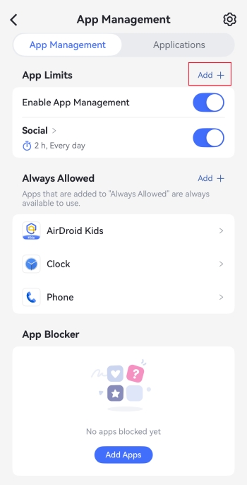 establece límites de tiempo en AirDroid
