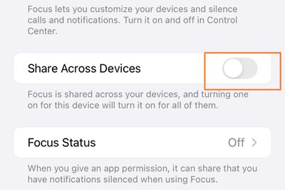 Share Across Devices for iPhone Focus Mode 