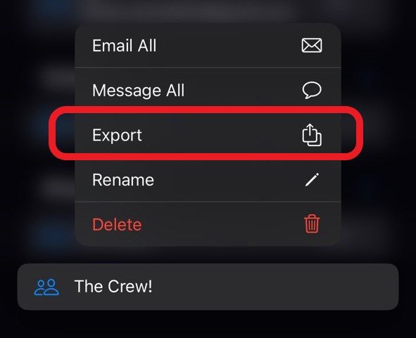 Export multiple contacts